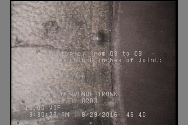 Crack Multiple, from 09 to 03 o'clock, within 8 inches of joint: YES, Start