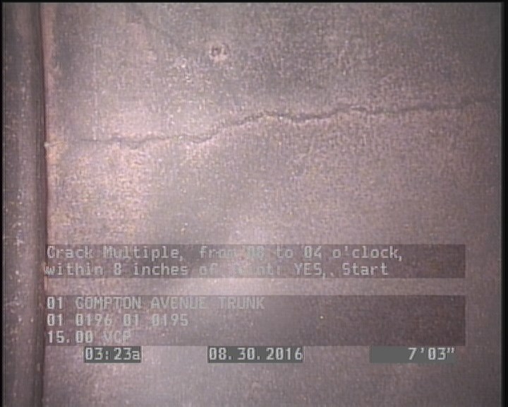 Crack Multiple, from 08 to 04 o'clock, within 8 inches of joint: YES, Start