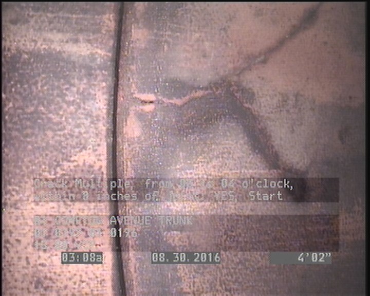 Crack Multiple, from 08 to 04 o'clock, within 8 inches of joint: YES, Start