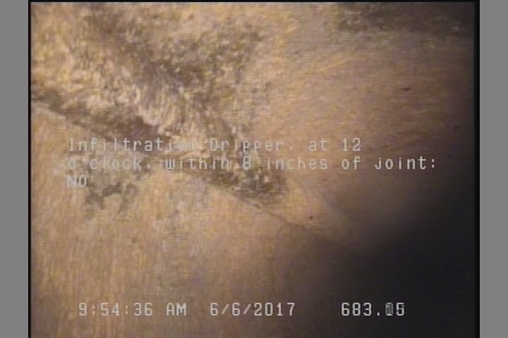 Infiltration Dripper, at 12 o'clock, within 8 inches of joint: NO