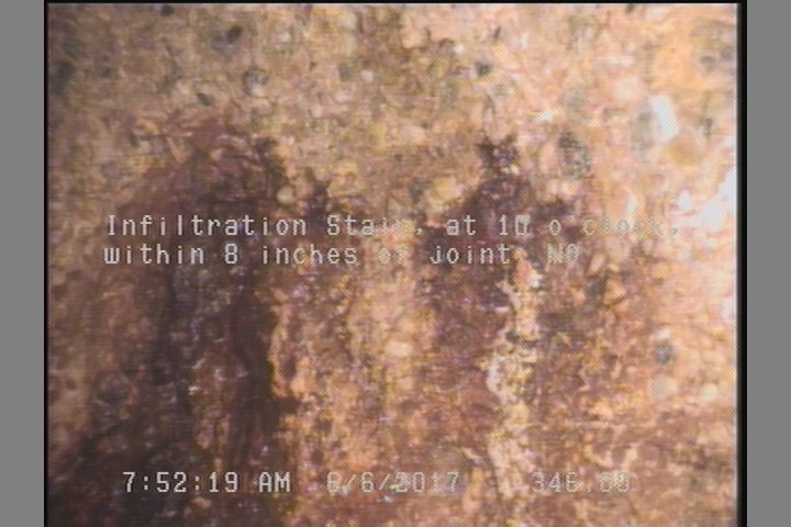 Infiltration Stain, at 10 o'clock, within 8 inches of joint: NO