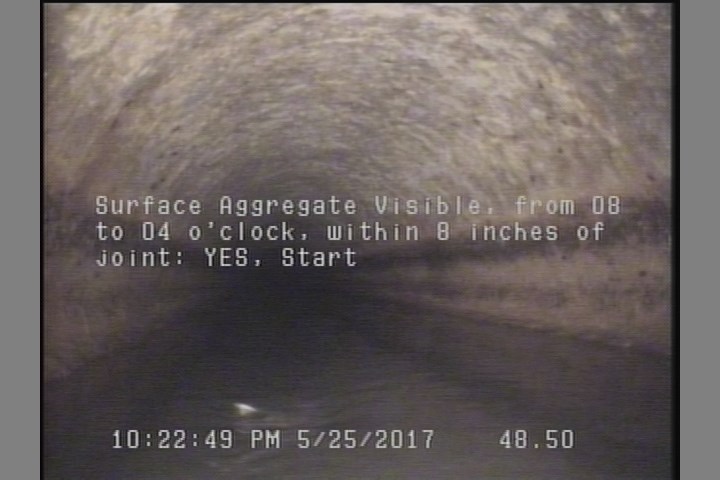 Surface Aggregate Visible, from 08 to 04 o'clock, within 8 inches of joint: YES, Start