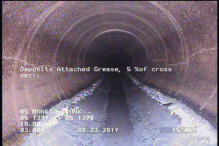Deposits Attached Grease, 5 %of cross sectional area, from 04 to 08 o'clock, , within 8 inches of joint: YES, Start