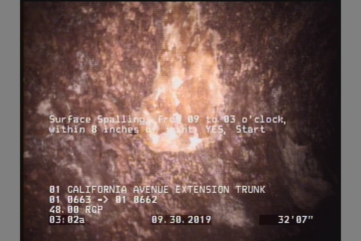 Surface Spalling, from 09 to 03 o'clock, within 8 inches of joint: YES, Start