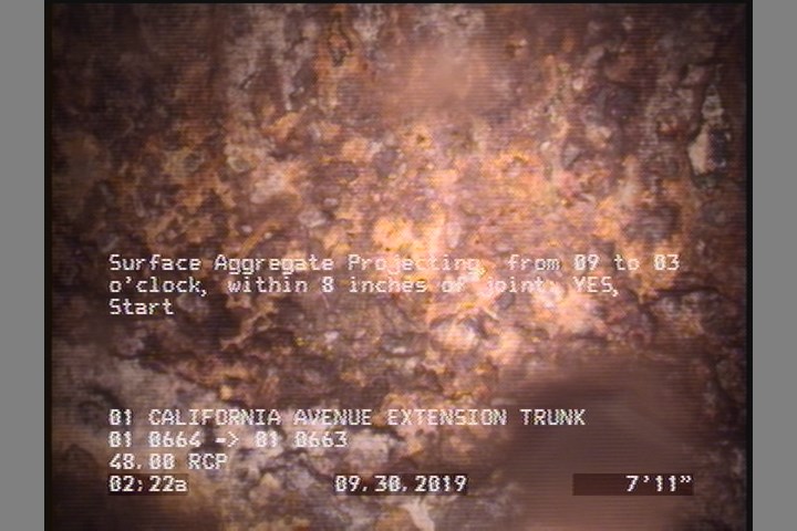 Surface Aggregate Projecting, from 09 to 03 o'clock, within 8 inches of joint: YES, Start