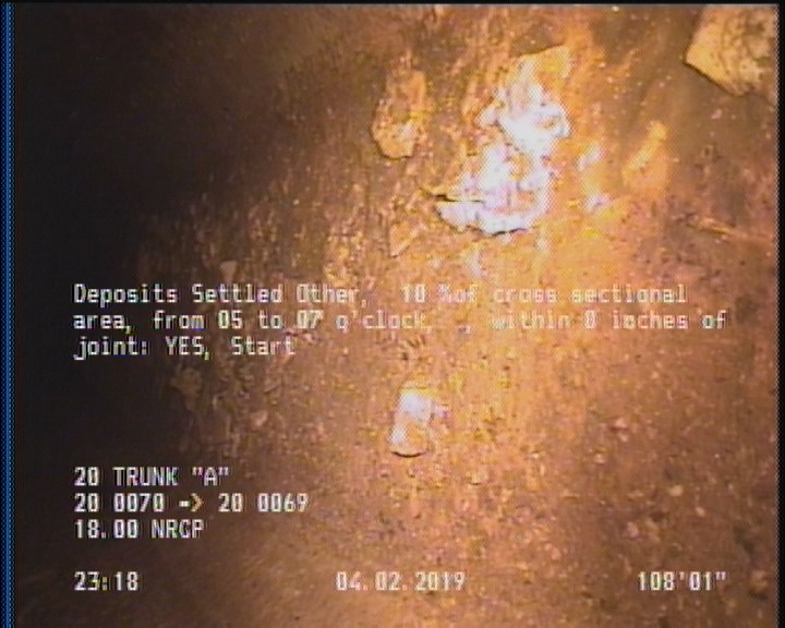 Deposits Settled Other, 10 %of cross sectional area, from 05 to 07 o'clock, , within 8 inches of joint: YES, Start