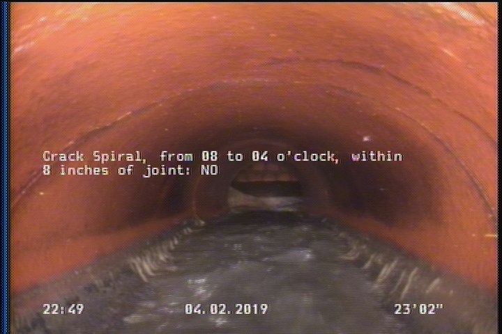 Crack Spiral, from 08 to 04 o'clock, within 8 inches of joint: NO