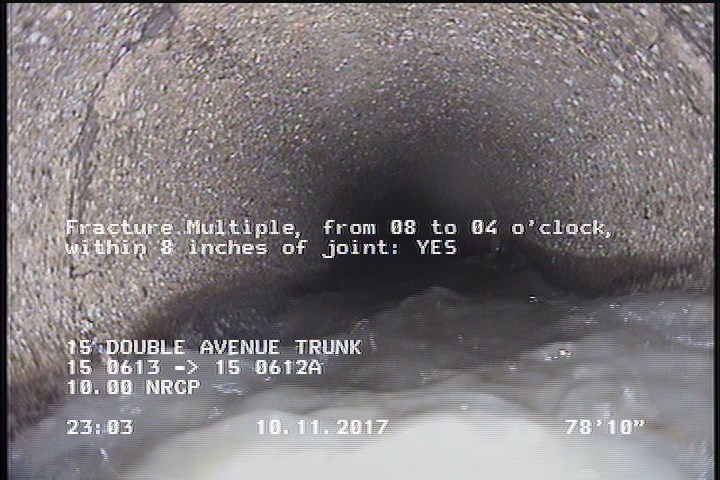 Fracture Multiple, from 08 to 04 o'clock, within 8 inches of joint: YES