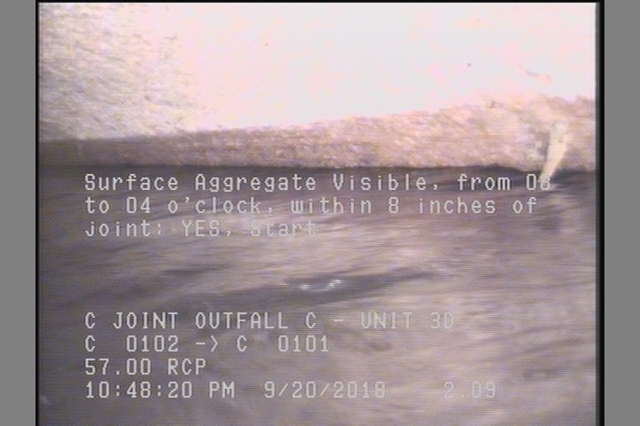Surface Aggregate Visible, from 08 to 04 o'clock, within 8 inches of joint: YES, Start