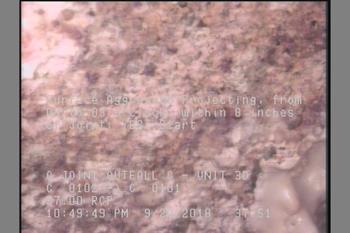 Surface Aggregate Projecting, from 09 to 03 o'clock, within 8 inches of joint: YES, Start