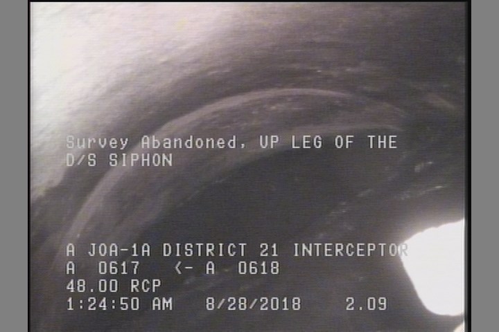 Survey Abandoned - UP LEG OF THE D/S SIPHON