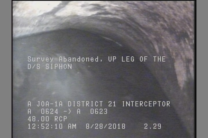 Survey Abandoned - UP LEG OF THE D/S SIPHON