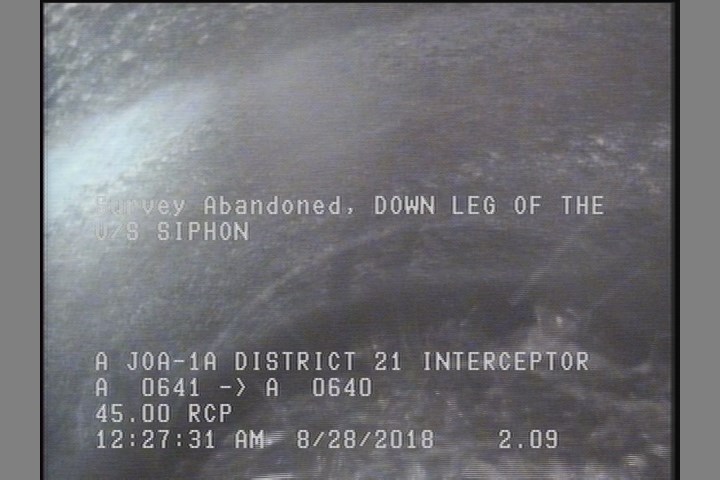Survey Abandoned - DOWN LEG OF THE U/S SIPHON