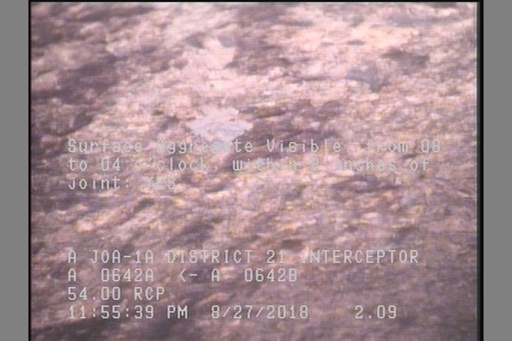 Surface Aggregate Visible, from 08 to 04 o'clock, within 8 inches of joint: YES