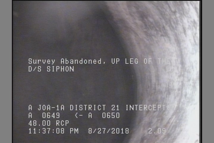 Survey Abandoned - UP LEG OF THE D/S SIPHON