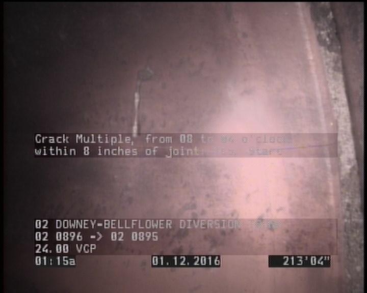 Crack Multiple, from 08 to 04 o'clock, within 8 inches of joint: YES, Start