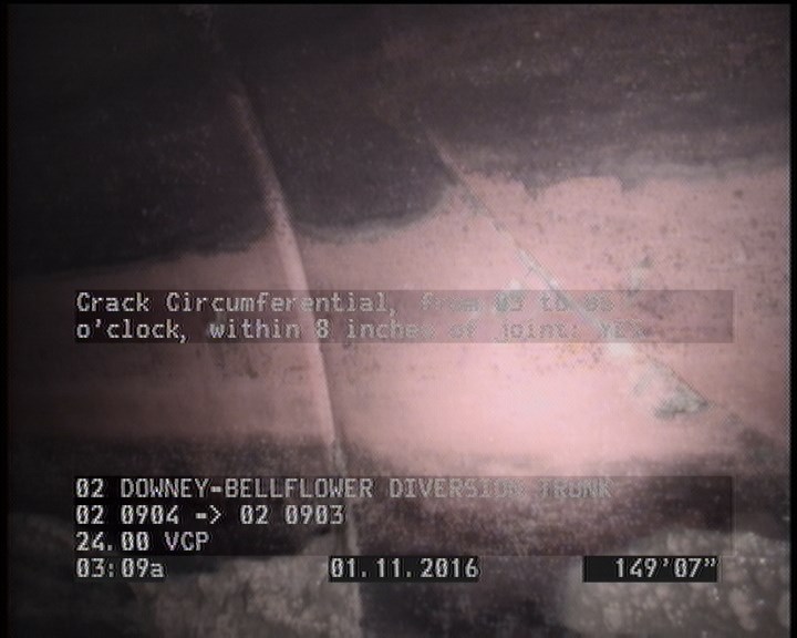 Crack Circumferential, from 03 to 05 o'clock, within 8 inches of joint: YES