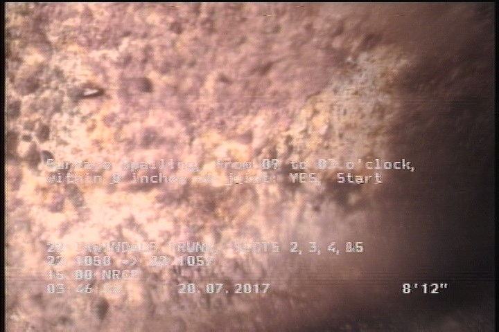 Surface Spalling, from 09 to 03 o'clock, within 8 inches of joint: YES, Start