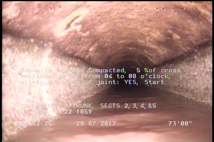 Deposits Settled Compacted, 5 %of cross sectional area, from 04 to 08 o'clock, , within 8 inches of joint: YES, Start