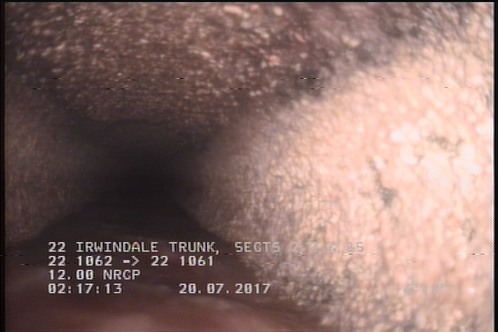 Deposits Attached Grease, 5 %of cross sectional area, from 02 to 10 o'clock, , within 8 inches of joint: YES, Start