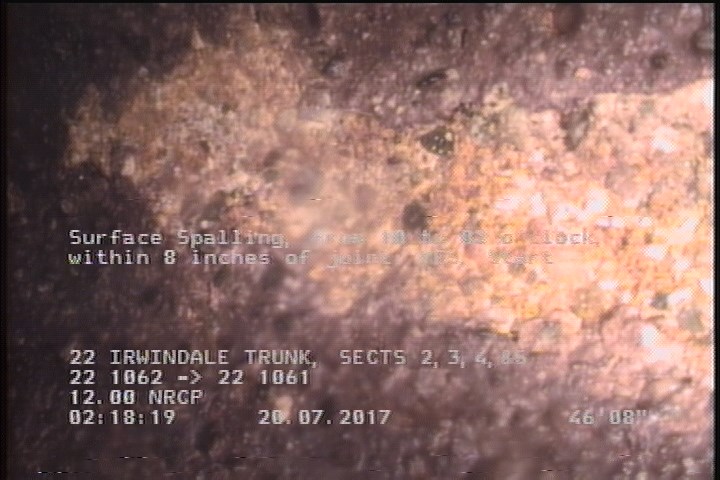 Surface Spalling, from 10 to 02 o'clock, within 8 inches of joint: YES, Start