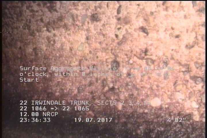 Surface Aggregate Visible, from 08 to 04 o'clock, within 8 inches of joint: YES, Start