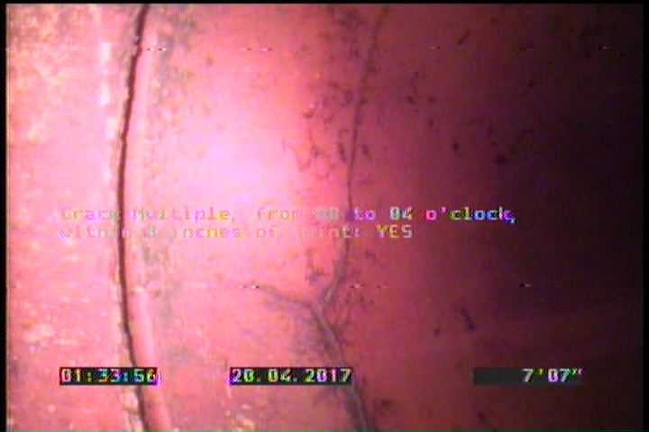 Crack Multiple, from 08 to 04 o'clock, within 8 inches of joint: YES
