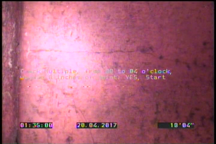 Crack Multiple, from 08 to 04 o'clock, within 8 inches of joint: YES, Start