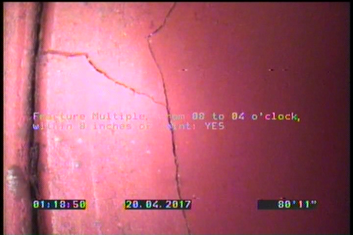 Fracture Multiple, from 08 to 04 o'clock, within 8 inches of joint: YES