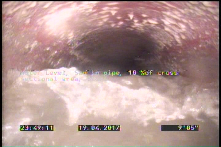 Water Level, Sag in pipe, 10 %of cross sectional area, Start
