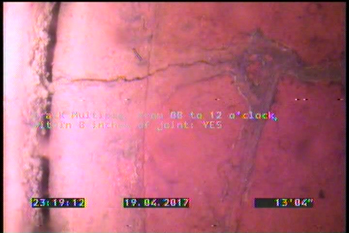 Crack Multiple, from 08 to 12 o'clock, within 8 inches of joint: YES