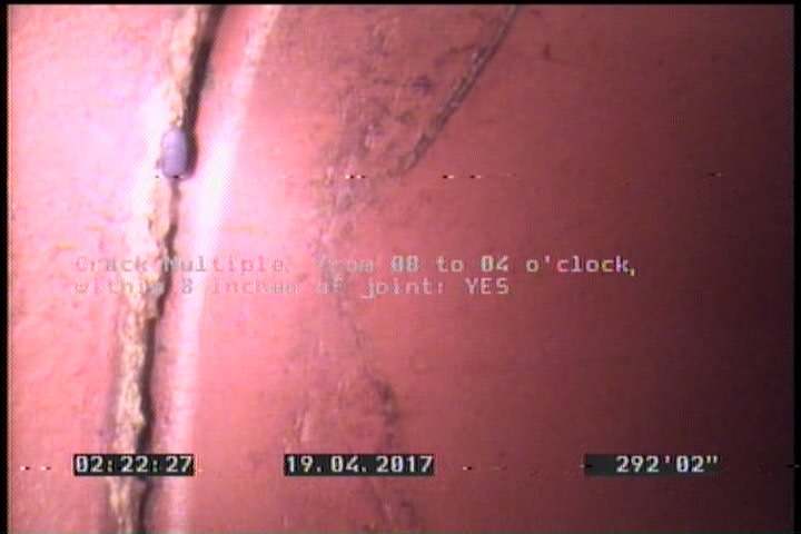 Crack Multiple, from 08 to 04 o'clock, within 8 inches of joint: YES