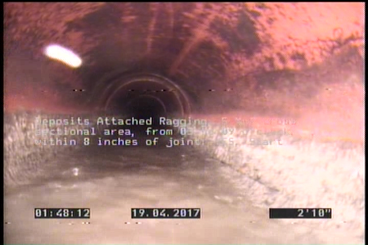 Deposits Attached Ragging, 5 %of cross sectional area, from 03 to 09 o'clock, , within 8 inches of joint: YES, Start