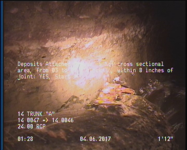 Deposits Attached Grease, 5 %of cross sectional area, from 03 to 09 o'clock, , within 8 inches of joint: YES, Start