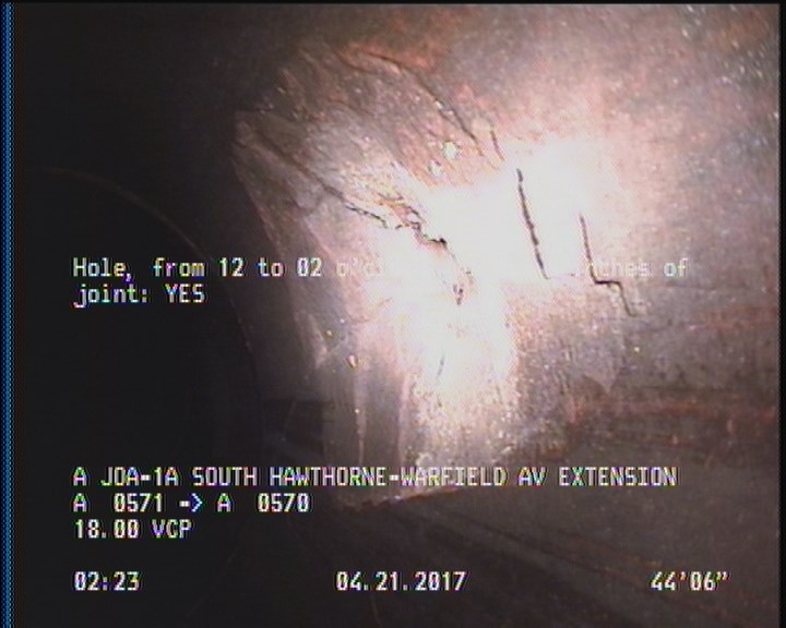 Hole, from 12 to 02 o'clock, within 8 inches of joint: YES