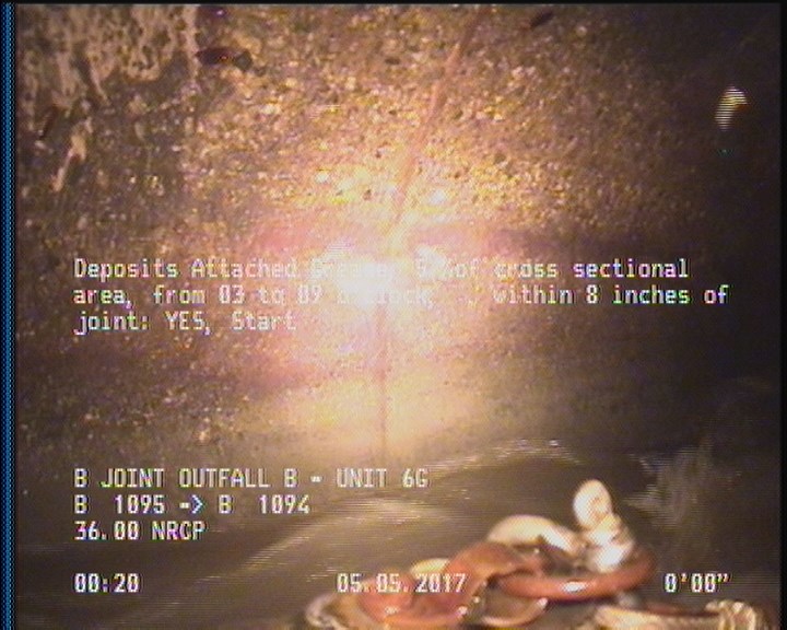 Deposits Attached Grease, 5 %of cross sectional area, from 03 to 09 o'clock, , within 8 inches of joint: YES, Start