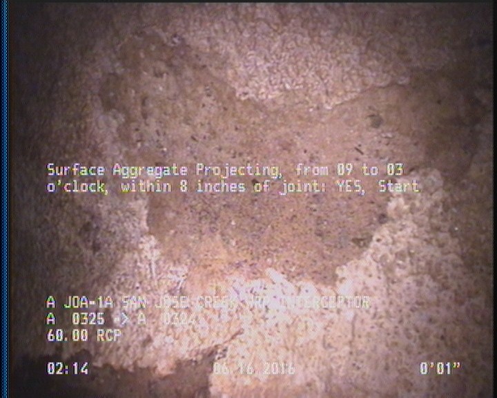 Surface Aggregate Projecting, from 09 to 03 o'clock, within 8 inches of joint: YES, Start