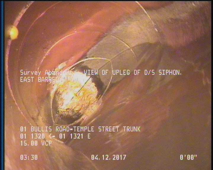 Survey Abandoned - VIEW OF UPLEG OF D/S SIPHON. EAST BARREL.