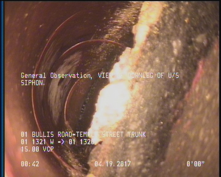 Survey Abandoned - VIEW OF DOWNLEG OF U/S WEST SIPHON.