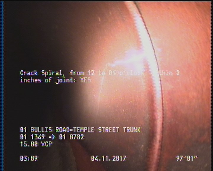 Crack Spiral, from 12 to 01 o'clock, within 8 inches of joint: YES
