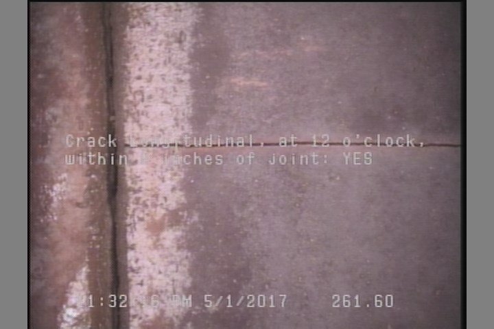 Crack Longitudinal, at 12 o'clock, within 8 inches of joint: YES