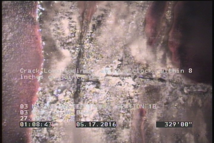 Crack Longitudinal, at 12 o'clock, within 8 inches of joint: YES