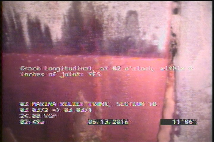 Crack Longitudinal, at 02 o'clock, within 8 inches of joint: YES