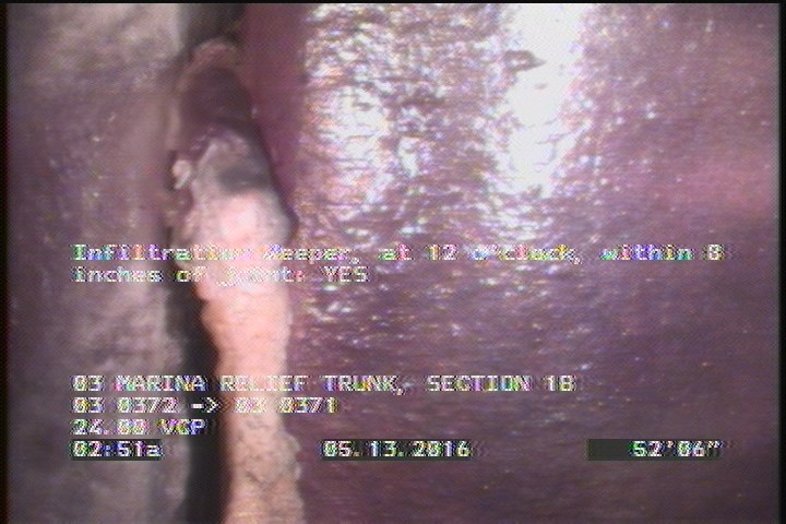 Infiltration Weeper, at 12 o'clock, within 8 inches of joint: YES