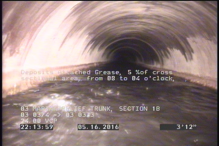 Deposits Attached Grease, 5 %of cross sectional area, from 08 to 04 o'clock, , within 8 inches of joint: YES, Start