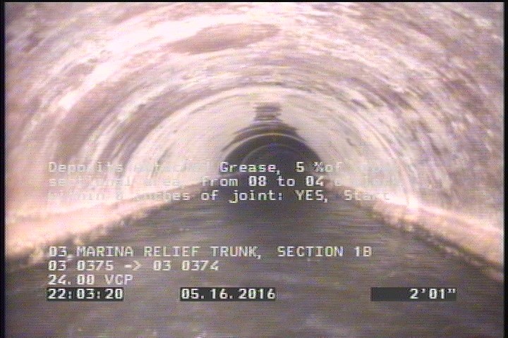 Deposits Attached Grease, 5 %of cross sectional area, from 08 to 04 o'clock, , within 8 inches of joint: YES, Start