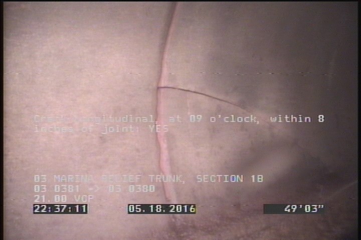 Crack Longitudinal, at 09 o'clock, within 8 inches of joint: YES