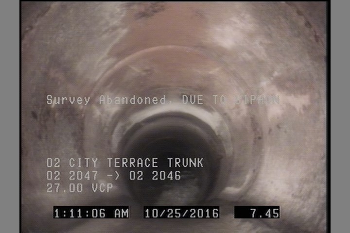 Survey Abandoned - DUE TO SIPHON
