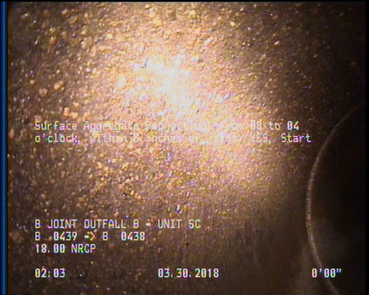 Surface Aggregate Projecting, from 08 to 04 o'clock, within 8 inches of joint: YES, Start