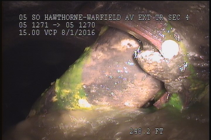 Upstream Manhole, Survey Begins - 9:06 AM, DYE TEST